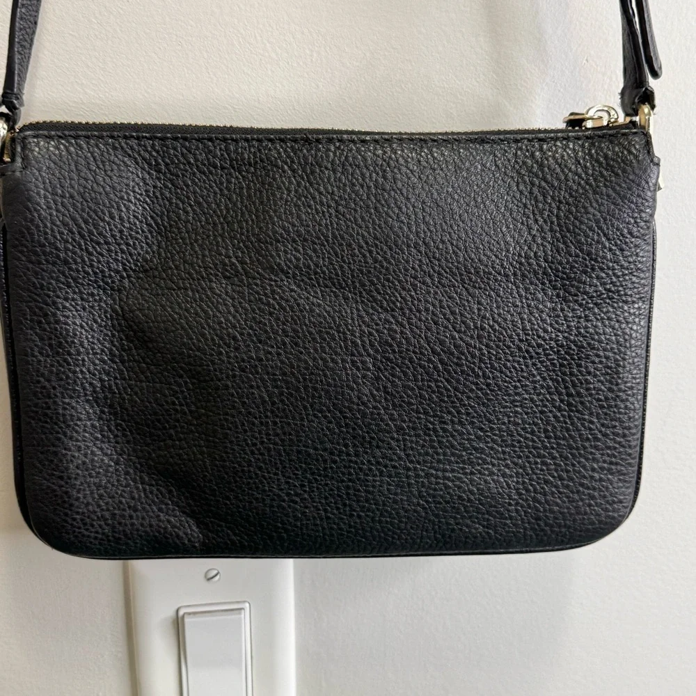 Kate Spade Triple Gusset Crossbody Handbag Black Pebble Leather $279 - Picture 5 of 13